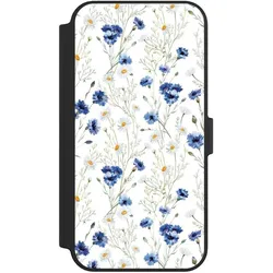Nivocase Klapphülle für Apple iPhone 14 Pro Max Handyhülle aus Kunst Leder NIVOflip schwarz Blume Blumen (Apple iPhone 14 Pro Max), Smartphone Hülle, Schwarz