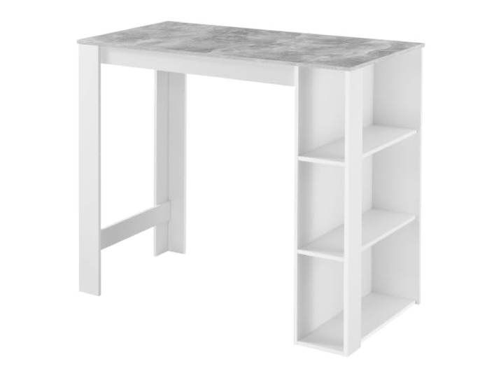 Helloshop26 Design Bartisch mit Ablageflächen, Bistrotisch mit 3 Einlegeböden, Spanplatte, 110 x 50 x 103 cm, Weiß, Betonoptik, 03_0006205