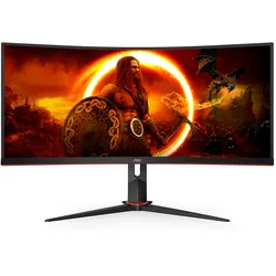 AOC Gaming CU34G2XP - 34 Zoll WQHD Curved Monitor, 180 Hz FreeSync Prem., HDR400 (3440x1440, 1ms GtG, HDMI, DisplayPort, USB Hub) schwarz-rot