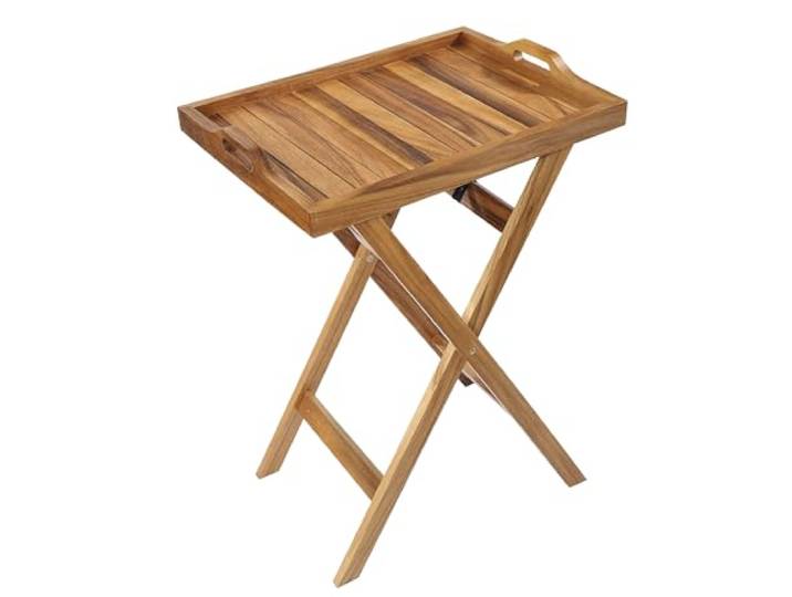 Zassenhaus Serviertablett mit Ständer, klappbar, 60×45 cm, Akazienholz Hochwertiges Hartholz aus nachhaltigem Anbau, mit praktischen Griffen, natürliche Maserung, pflegeleicht.