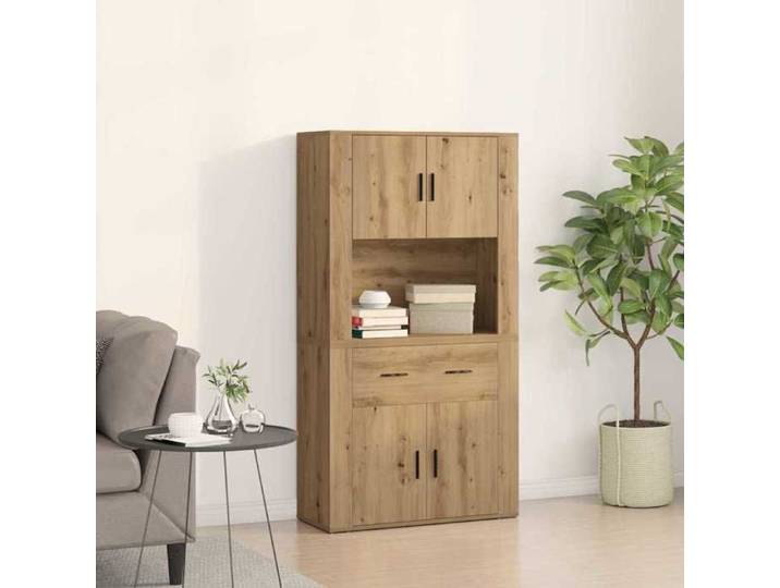 (ON SALE)Meuble Salon/Rangement Cuisine - Haut de Buffet avec tiroir - chêne artisanal - 80x33x150 cm EU873114