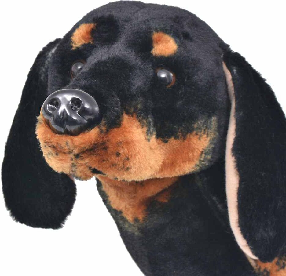 vidaXL Jouet en peluche Chien de race Dachshund Noir XXL