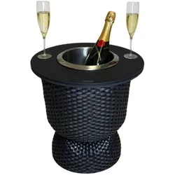 COOTAB Cooler Table, Couchtisch + Beistelltisch, Paris Beistelltisch mit Edelstahl-Kühler (41 x 43 cm)