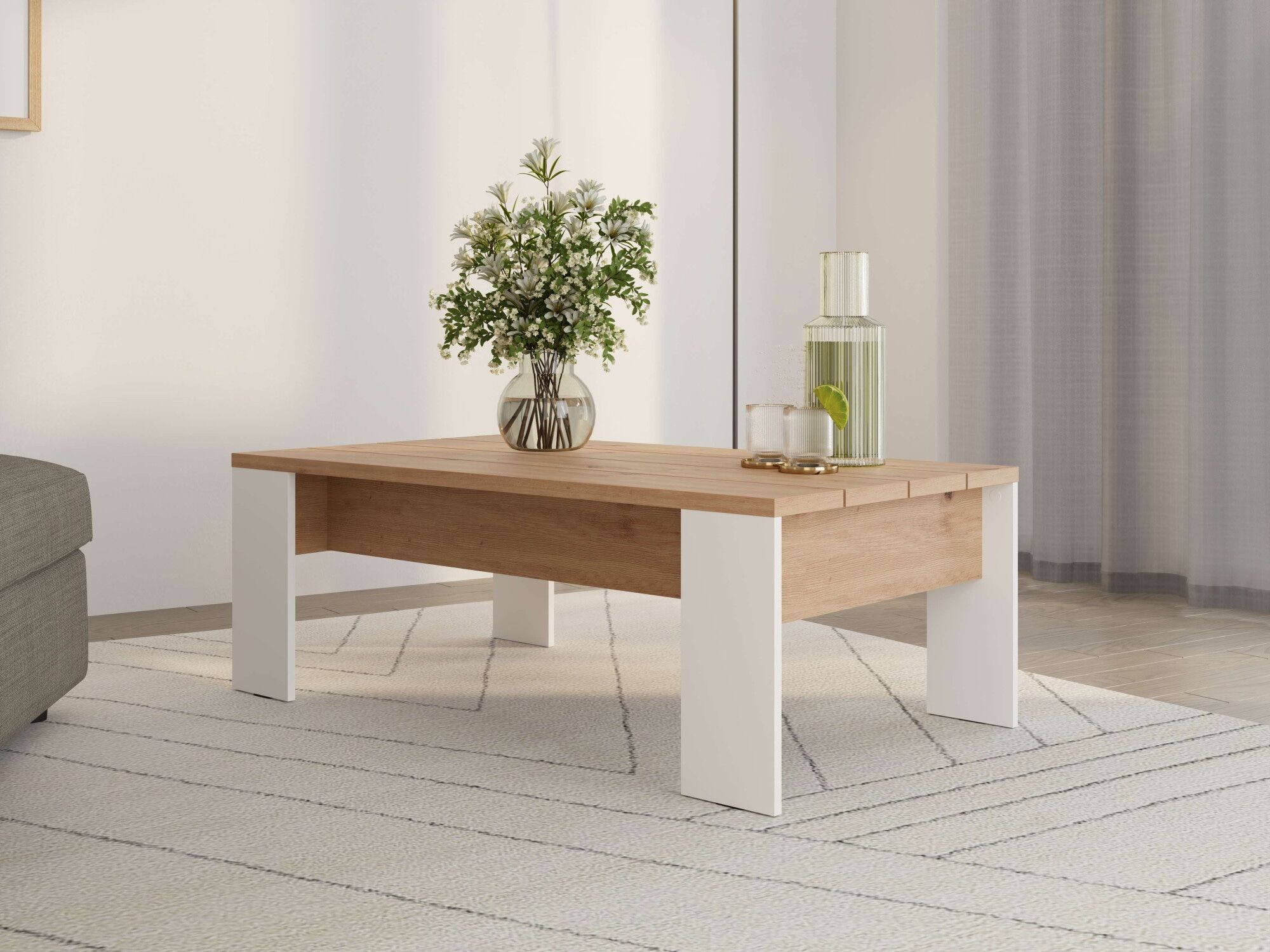 Couchtisch HOME AFFAIRE "Montese, Wohnzimmertisch, Sofatisch, Beistelltisch, Kaffeetisch", braun (opaque weiß, artisan eiche, weiß, artisan eiche, artisan eiche), B:120cm H:42,5cm T:66,5cm, Tische, Couchtisch, Moderner Couchtisch: 3 Grössen, 4 Farben – id