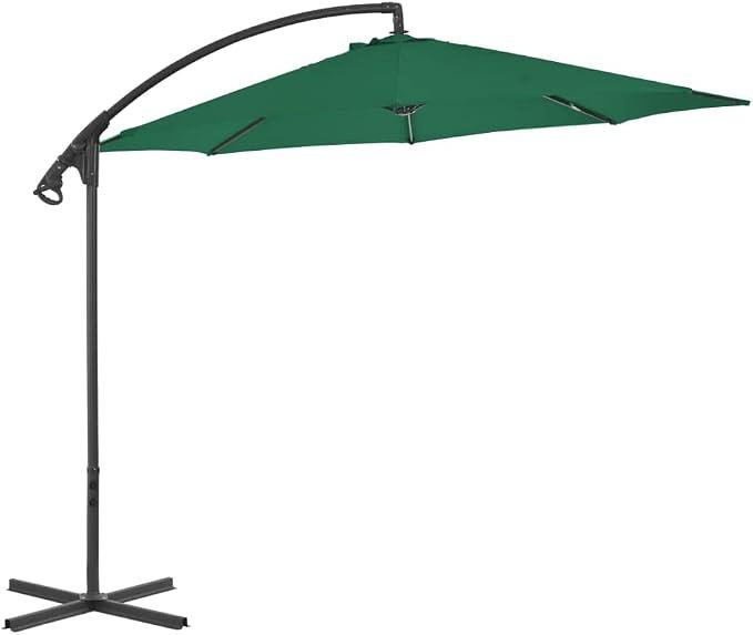 Ampelschirm mit Stahl-Mast Anthrazit, UV-beständiger Sonnenschirm mit Kurbel, Stahlrippen, neigbar und windfest für Garten, Terrasse, Balkon, Outdoor Schatten
