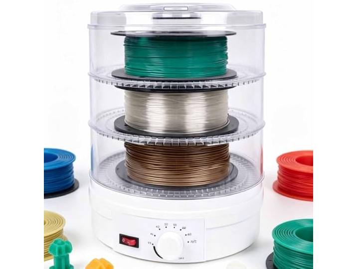 3D-Druckfilament-Trockner, 350-W-Dehydrator, 35–70 °C einstellbar, geräuscharm, 360°-Heißluft, 3-lagig, Heimstudio