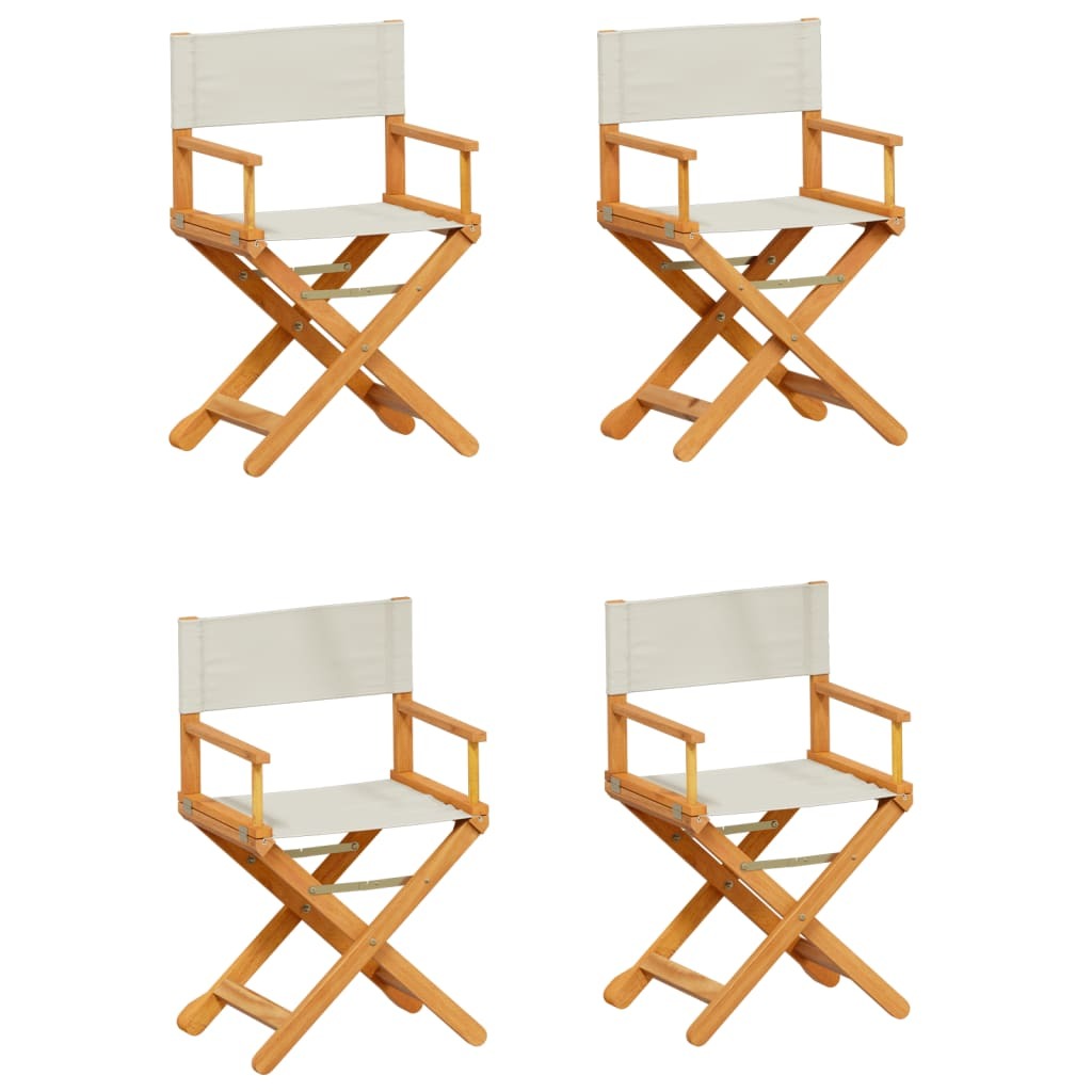 4-teiliges Klappstuhl-Set, cremeweißer Stoff