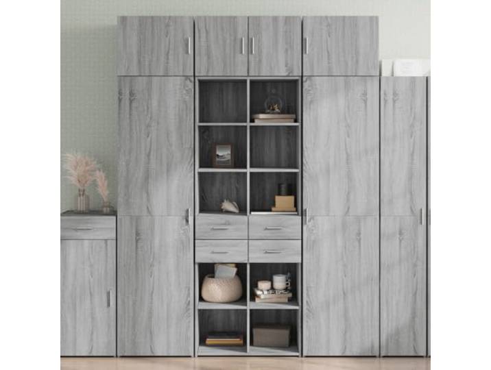 RJPLMFV Anrichte, hoch, Grau, Holz, 70 x 42,5 x 185 cm Geräumige Aufbewahrung, leicht zu reinigende Oberfläche, minimalistisches Design, inklusive Wandbefestigung