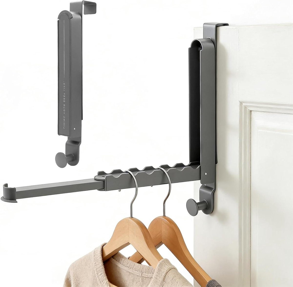 Deurgarderobe Opklapbaar - Antracietgrijs - Deurhaak Organizer voor extra opbergruimte
