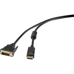 Renkforce DisplayPort / DVI Adapterkabel DisplayPort Stecker, DVI-D 24+1pol. Stecker 1.80 m Schwarz RF-4212210 schraubbar, vergoldete Steckkontakte, mit