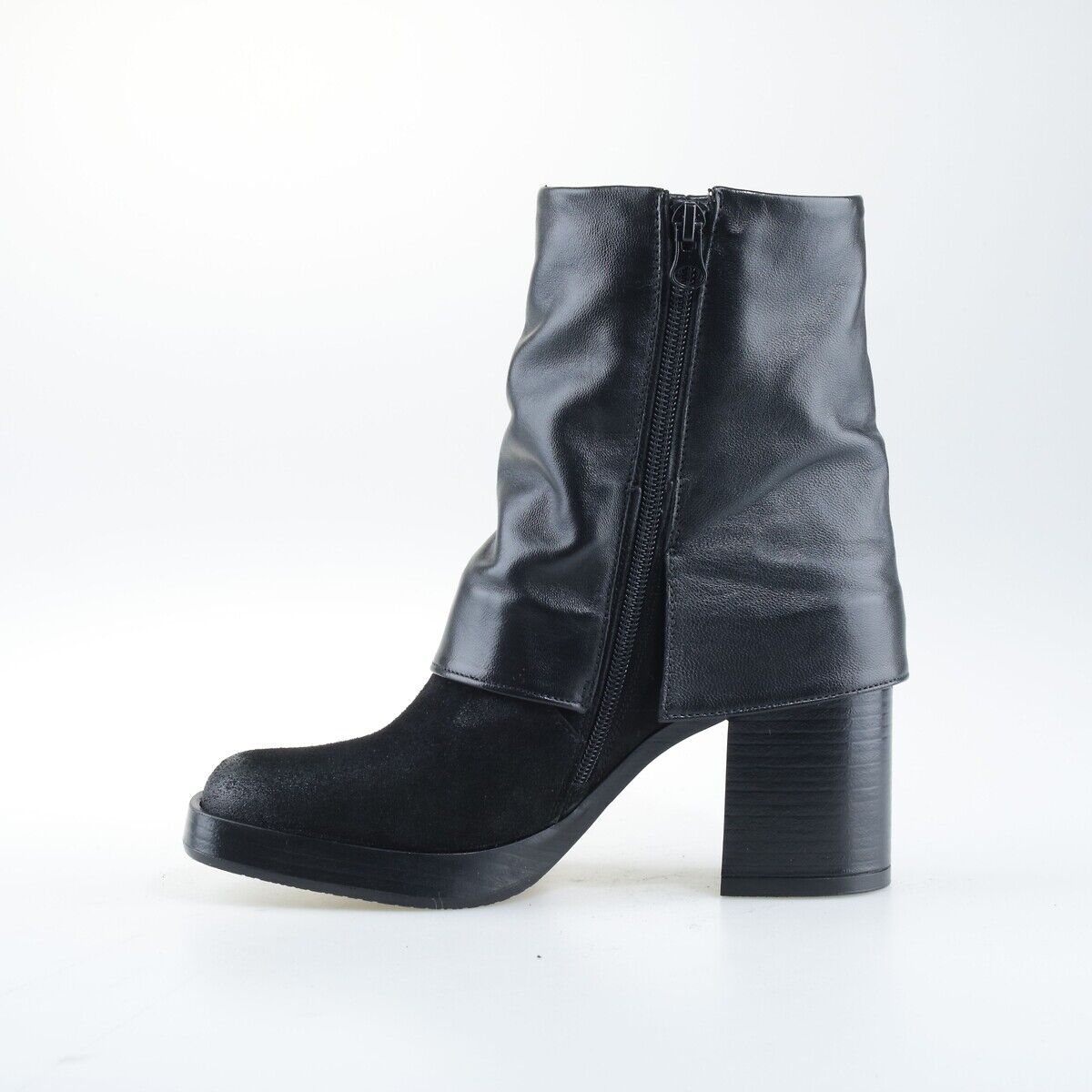 MJUS Bottines en cuir bi-matière, avec guêtre