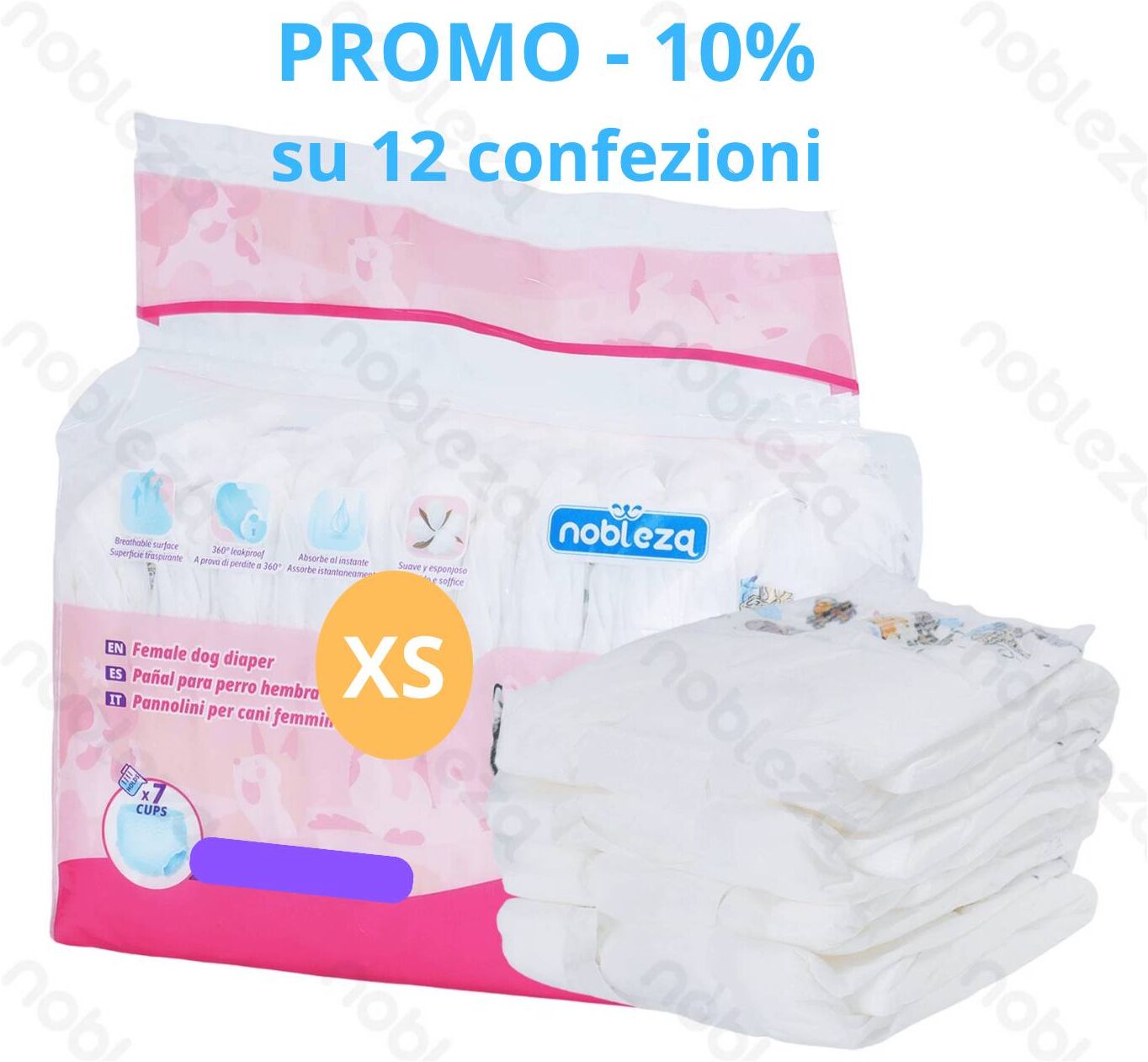 Nobleza Pannolini per Cani Igienici Usa e Getta Promo 12 Confezioni XXL-12pacchi