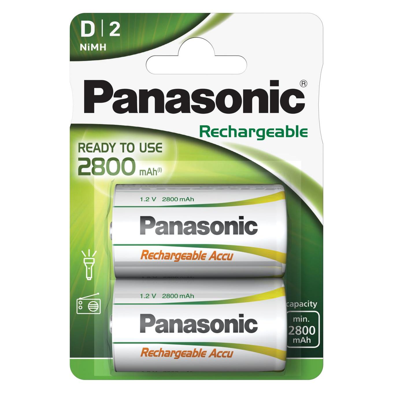 Panasonic Rechargeable D (2 Stk., D, 2800 mAh) (HHR-1SRE/2BP)