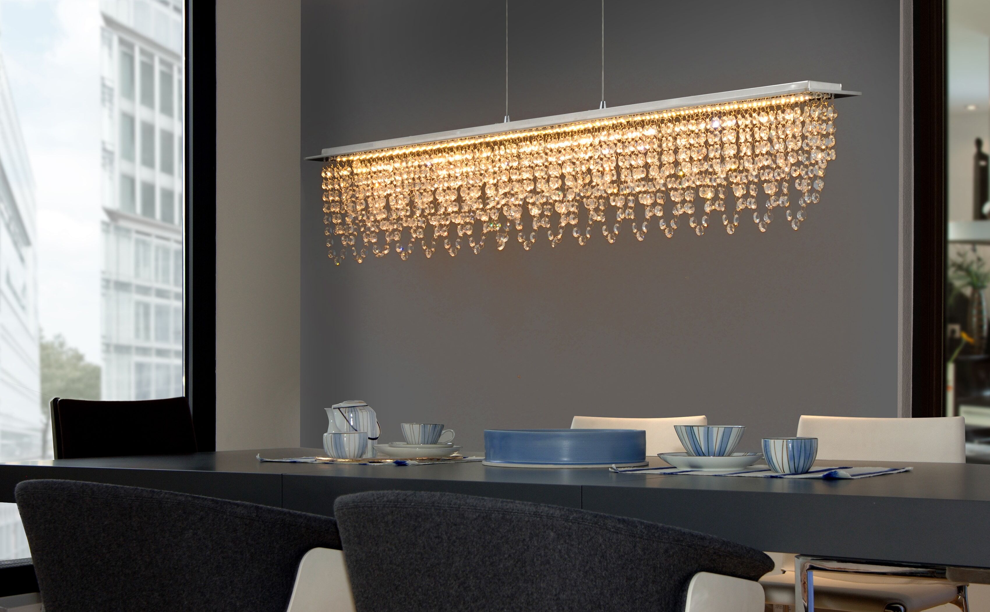 NÄVE LED Pendelleuchte "Diamonds", grau (chromfarben), 1, 1 Stk., Leuchten, LED Pendelleuchte>>Diamonds<<,Dimmbar per Wandschalter / Fernbedienung, LED Pendelleuchte