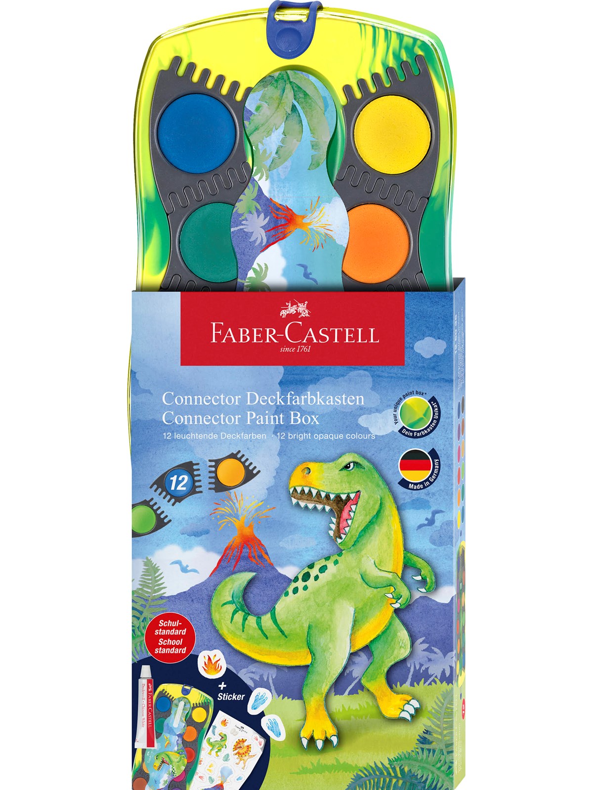 Faber-Castell Farbkasten Connector 12 Dino Deckweiß