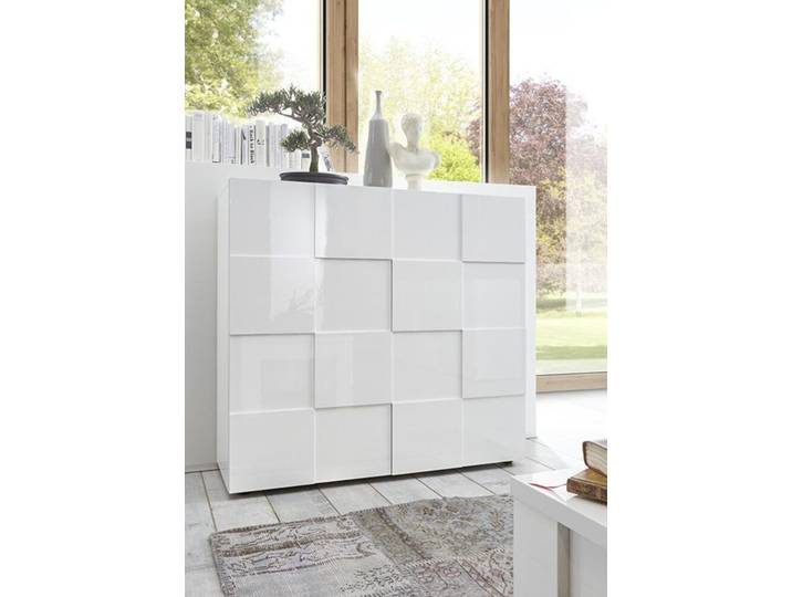 Rangement 2 portes Damier blanc brillant - Basika