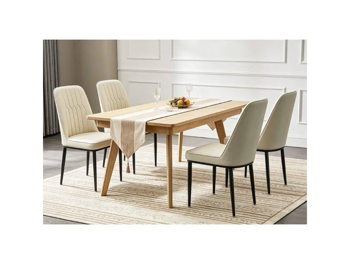 Chaise de Salle à Manger Lot de 4 Chaise de Cuisine Chaise Rembourrée Chaise de Salon Blanc Crème