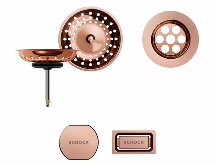 Schock Einbauspüle SCHOCK Sichtteile in Copper Ablaufgarnitur mit Drehexcenter 629392PD