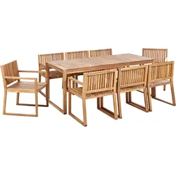 GARTENMÖBEL-SET 8-Sitzer Heller Holzfarbton Sassari II