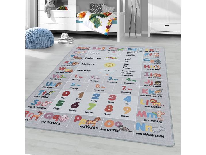 Kinderteppich Play Lernen 160 x 230cm Grau