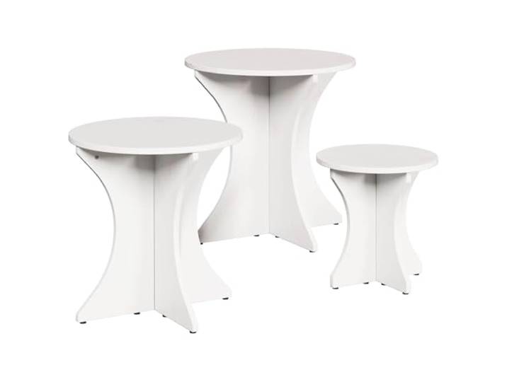 KFPOERTFGD 3-TLG Couchtisch Set Massivholz Wohnzimmertisch Weiß Rustikales Design, Platzsparend stapelbar, Vielseitig einsetzbar