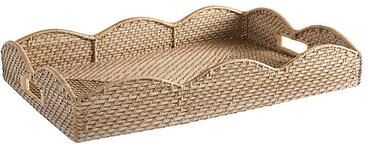 Piper Woven Scalloped Tray - Washed Taupe - Ballard Designs