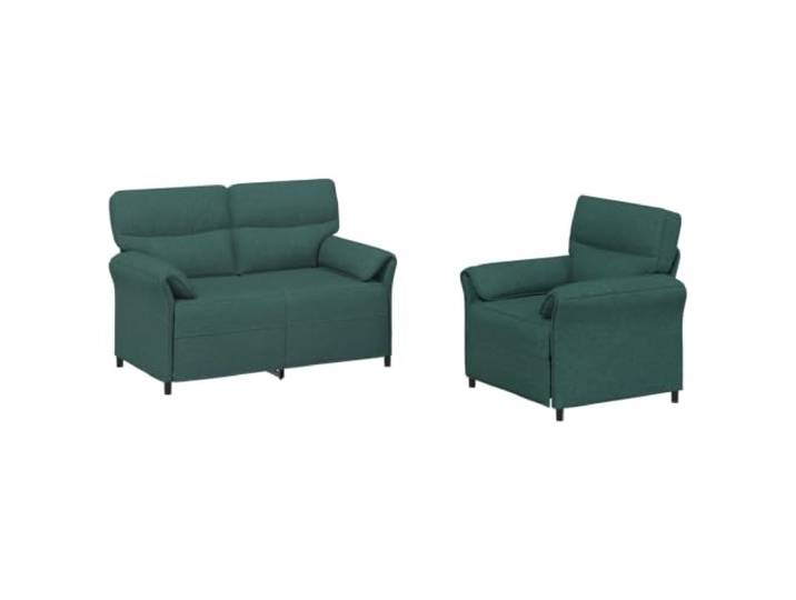 PUGYNBK Sofa-Set, 2 Stück, Dunkelgrün, Stoff, modern, rechteckig Robuster Metallrahmen, gepolsterter Schaumstoff, weiches Polyester, einfache Montage, gebogene Armlehnen