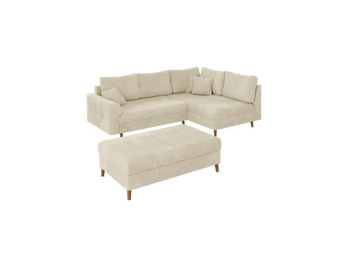 S-Style Ecksofa inkl. Hocker Sigurd Beige Chenille - Ottomane rechts, Echtholz, Teilmassiv,Buche, Birke, Füllung: Polyetherschaumkern,Polyetherschaumkern, Eckteil, L-Form, Ottomane rechts, 231x161 cm, Wohnzimmer, Sofas & Couches, Wohnlandschaften, Ecksofas