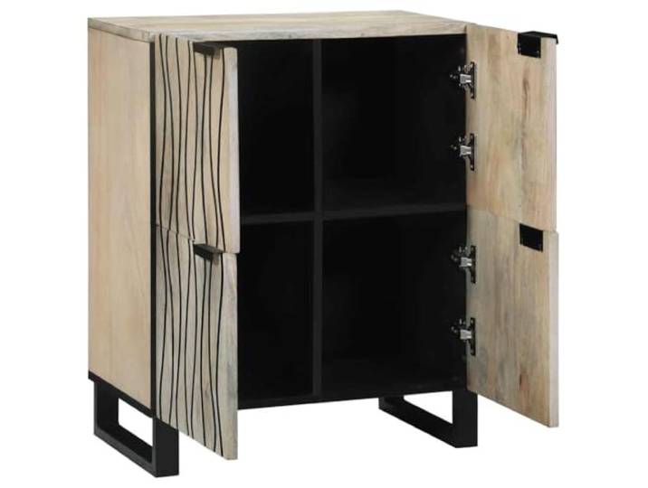 Sideboard Mangoholz Weiß 60 x 33 x 75 cm Regal Massives Mangoholz, Türscharniere, Regale, rustikaler Stil, für Wohnzimmer, Esszimmer, Büro, nur drinnen