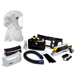 3M TR-819E IS Versaflo Starterpaket Ex-Schutz inkl. TR-802E, Zubehör und 3M Versaflo Einweg-Leichthaube S433S mit integrierter Kopfhalterung, textiles Universalmaterial, zusätzlich mit Schutz für Hals- und Schulterbereich, Grösse S/M Material: Web 24
