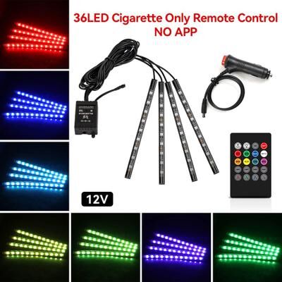 Inspired Living USB Car Interior Ambient Light Strips 48 LED With App And Remote Control 36led Remote Cig