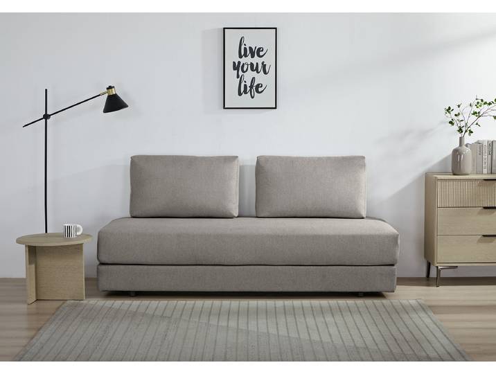 Schlafsofa Grau Strukturstoff Macy 200 x 65 x 80cm mit Schlaffunktion Modern