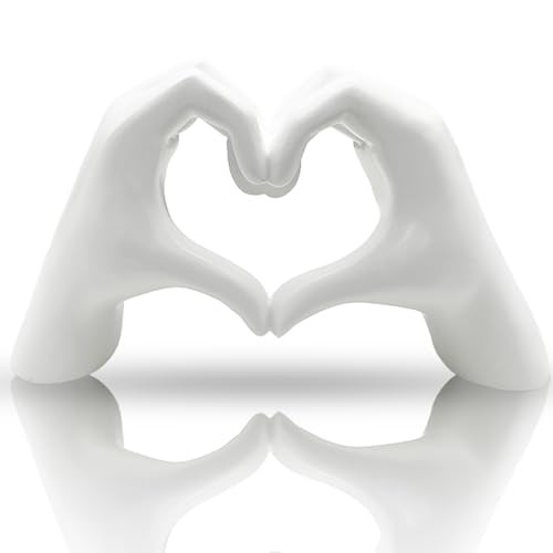 Huhote Liefde Hand Beeldje Wit - Hart Gebaar Sculptuur voor Woondecoratie