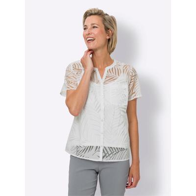 Kurzarmbluse CLASSIC BASICS, Damen, Gr. 44, weiß, 100% Polyester, unifarben, Rundhals, Blusen