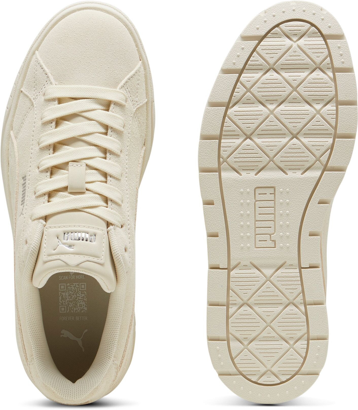 Sneaker PUMA "KARMEN II", Damen, Gr. 42, weiss (alpine snow, alpine snow), Leder, Schuhe Sneaker, mit markanter Plateausohle, robuste Gummilaufsohle alpine snow, alpine snow 42