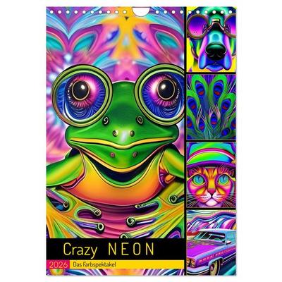 Crazy Neon - Das Farbspektakel (Wandkalender 2026 DIN A4 hoch), CALVENDO Monatskalender