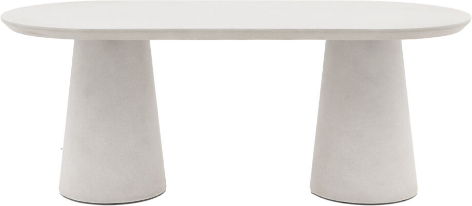 Ebern Designs Oval Concrete Top Dining Table with Concrete Base Cream
