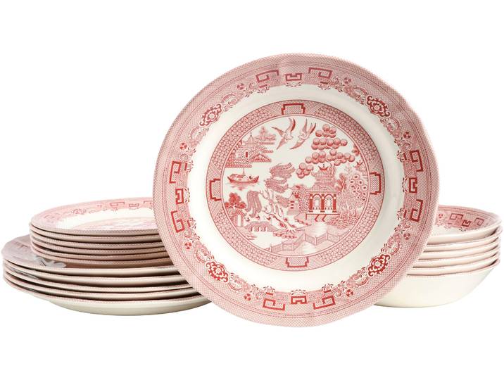 Teller-Set CREATABLE China Town, Teller Set 18-tlg , rot, 18 Stk., Steingut, Geschirr-Sets, Teller-Set, Fernöstliche Kultur