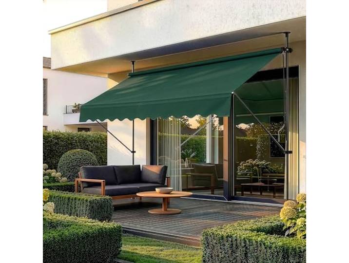 pro.tec Klemmmarkise Stem ohne Bohren 200x120x220-309 cm Dunkelgrün