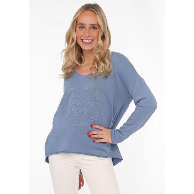 Zwillingsherz "„Positive Mind Neon Kante”", mit Kontrastnaht, V-Neck, washed out Optik, langarm