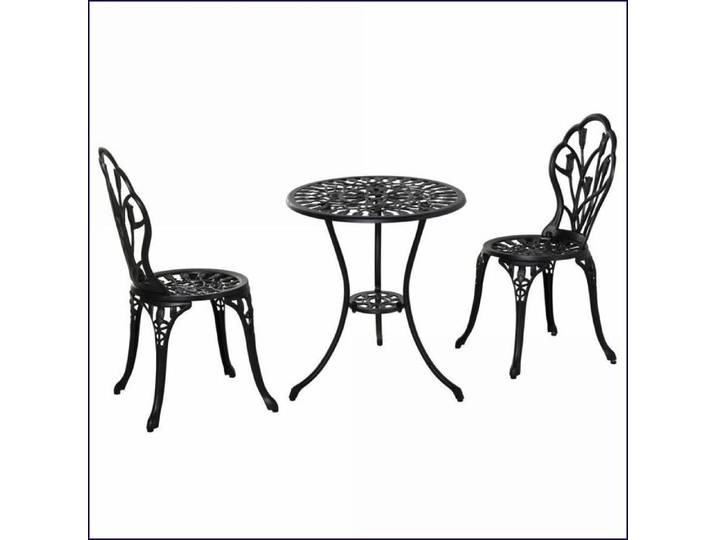 Ensemble Mobilier Terrasse Outsunny– Table + 2 Chaises Pliables Aluminium Noir