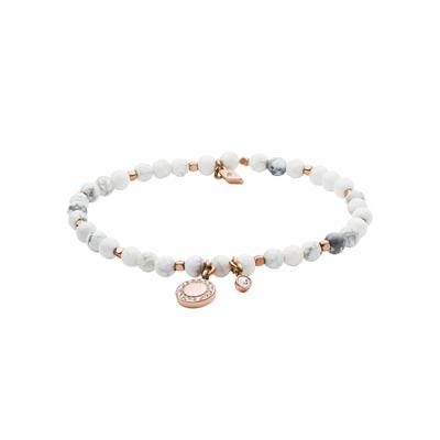 Armband FOSSIL "Schmuck Geschenk Metall Armkette VINTAGE MOTIFS", rosa (roségoldfarben, weiß, grau, weiß, grau), Armbänder, Damen, 16,5cm, Metall, Armband, mit Howlith und Glassteinen