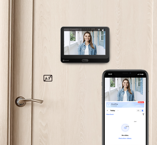 Ezviz Hp4 Spioncino Videocitofono Intelligente Wi-Fi Video Hd 1080p 155° Audio Bidirezionale Schermo Da 4,3" Slot Per Scheda Sd Controllo Tramite Smartphone