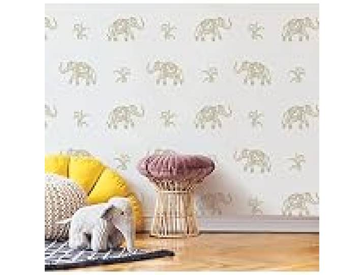 Papier Peint auto-adhésif - Eléphant qui marche - Blanc