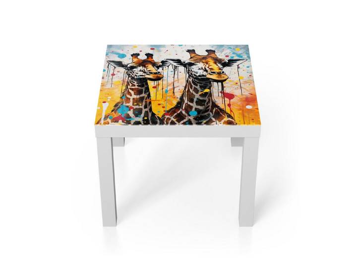 DEQORI Couchtisch 'Giraffenleben in Farbe', Glas Beistelltisch Glastisch modern