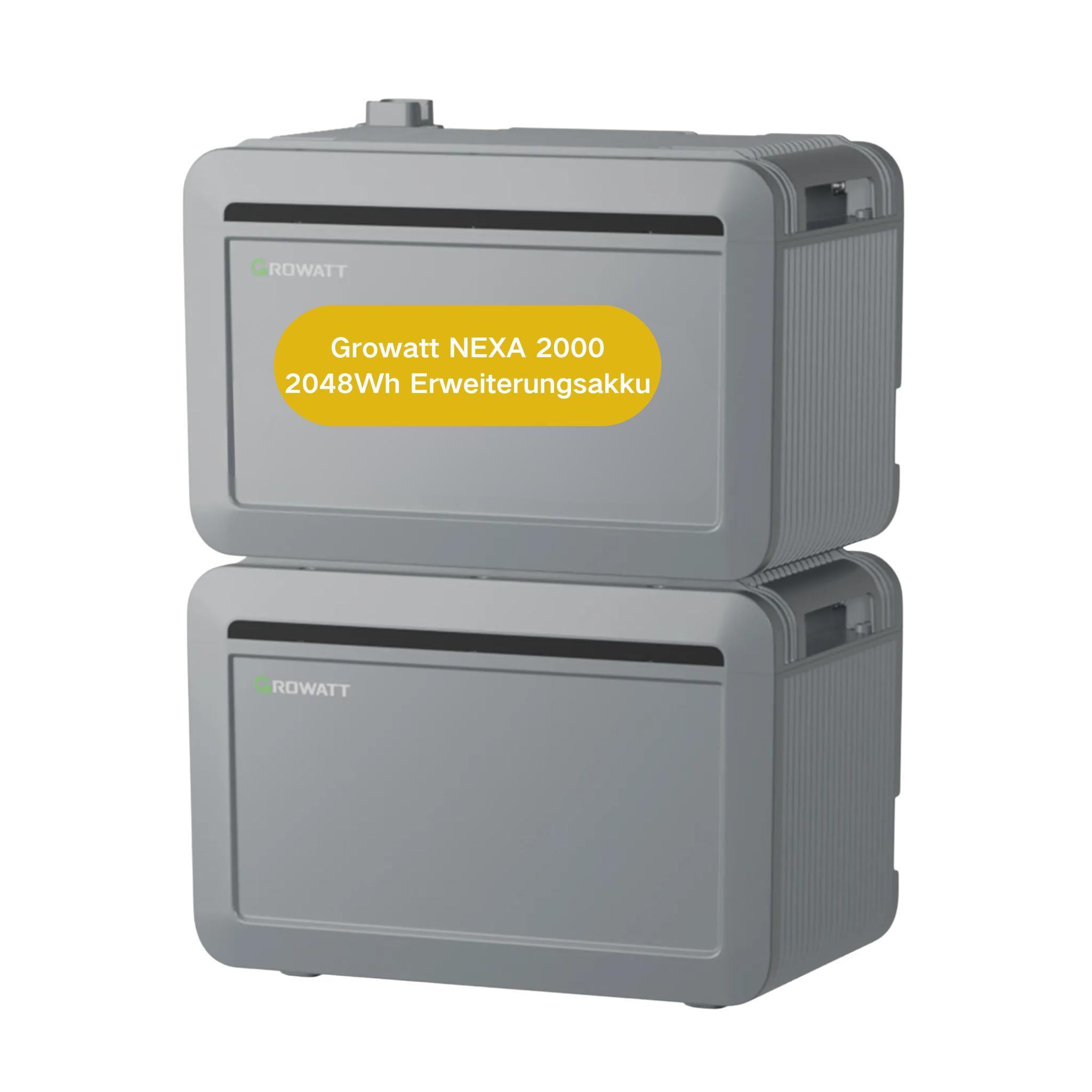 Powerness Balkonkraftwerk Speicher, Growatt 2048Wh NEXA 2000 Erweiterungsakku x2 für Growatt NEXA 2000/NOAH 2000 Balkonkraftwerk Speicher, (0 % MwSt)