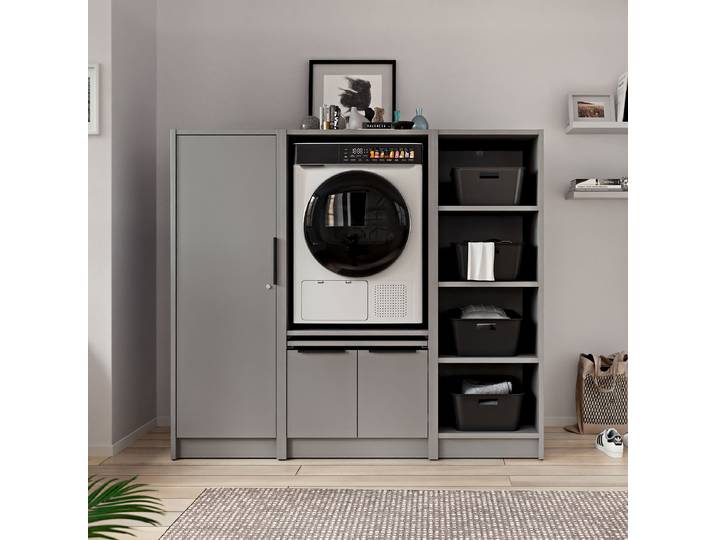 Set de buanderie E 150cm Gris/Gris mat