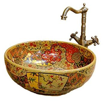 Dripio Keramische countertop wastafel, rond, 42 cm