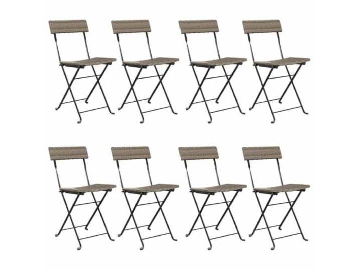 KUTYWEXFM Bistrostühle 8er Set Klappbar Grau Poly Rattan Stahl Klappbare Sitzgelegenheit für Balkon und Terrasse mit stabiler Konstruktion sowie 110 kg Belastbarkeit je Stuhl.
