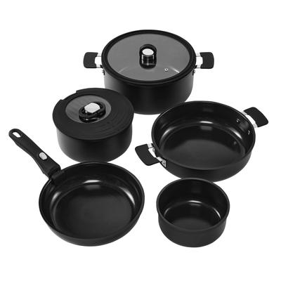 Topf-Set RESTO KITCHENWARE "SAVE & STOCK Multifunktionales Stapelbares Set im Geschenkkarton", schwarz, Töpfe, Induktion, für alle Herdarten geeignet
